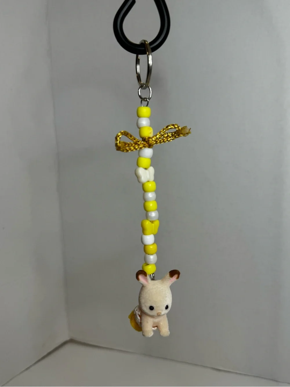 Cute Yellow Beaded Bunny Keychain for Kids